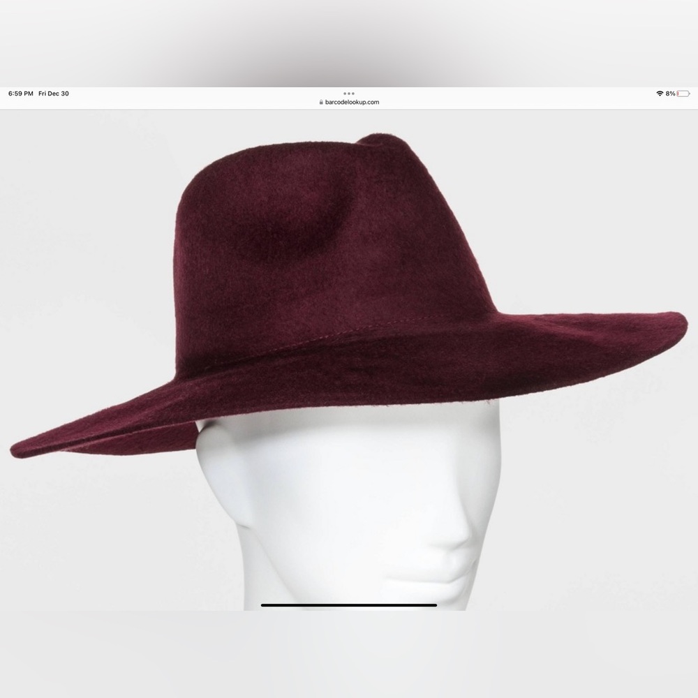 BRUSHED WIDE BRIM FELT FEDORA HAT BURGUNDY UNISEX NWT